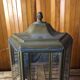 Old Brass Lantern Wall Lamp with Mirrored Background + Vintage Glass Plates