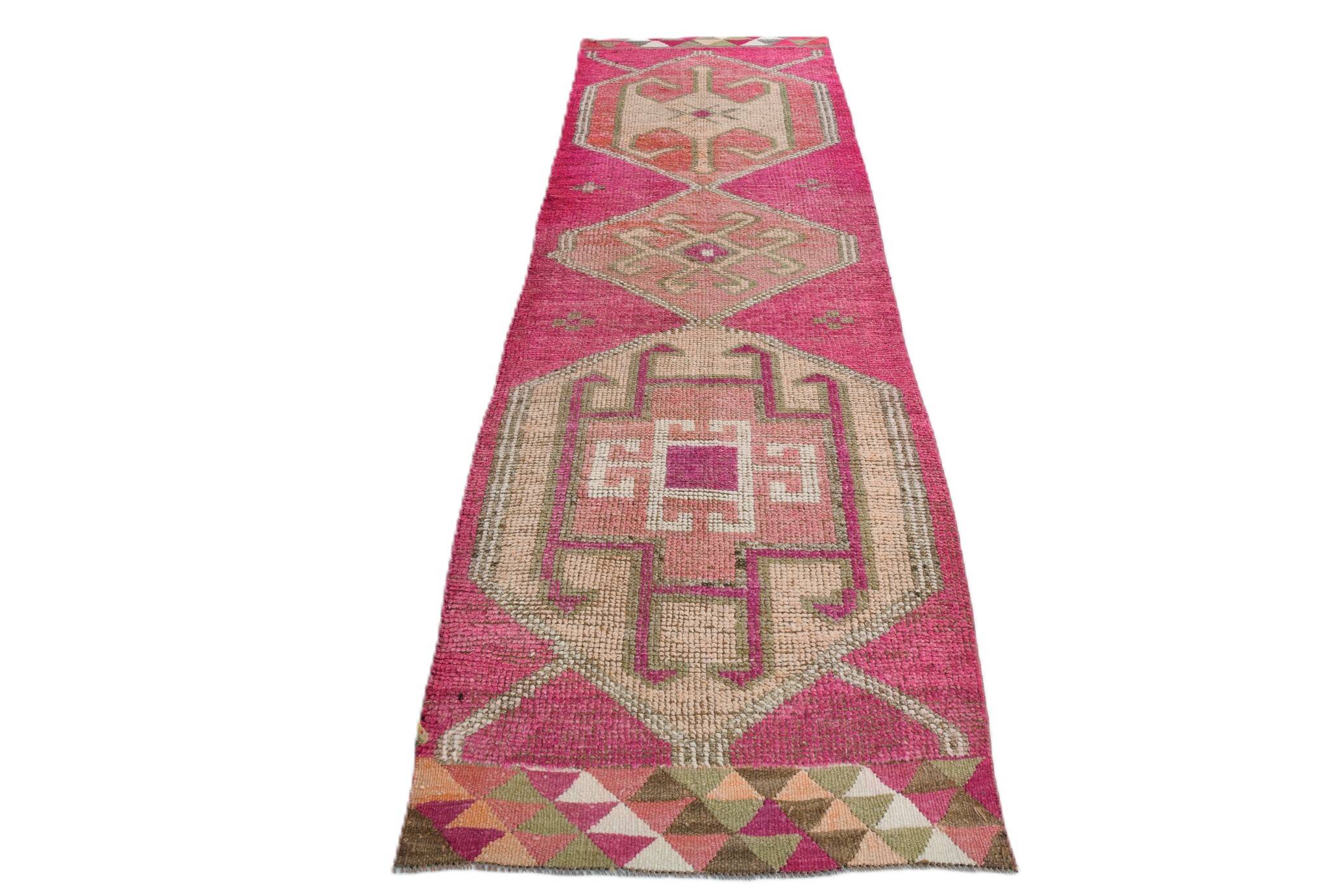 3x10 Super Soft Pink Turkish Runner Rug, 100x317Cm