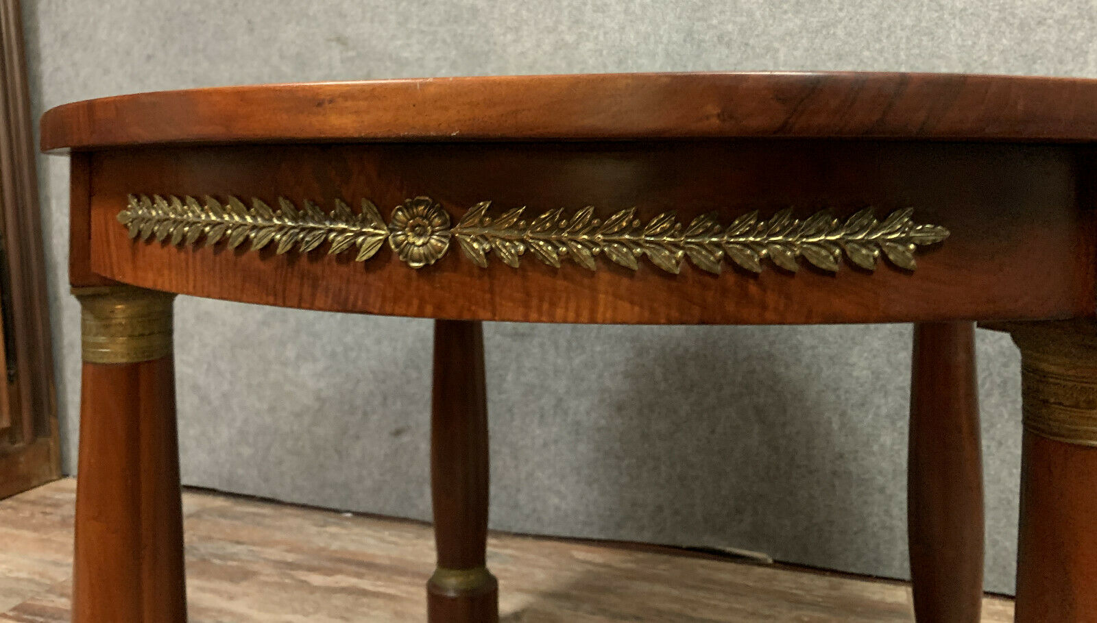 Empire table with blond walnut extensions around 1900