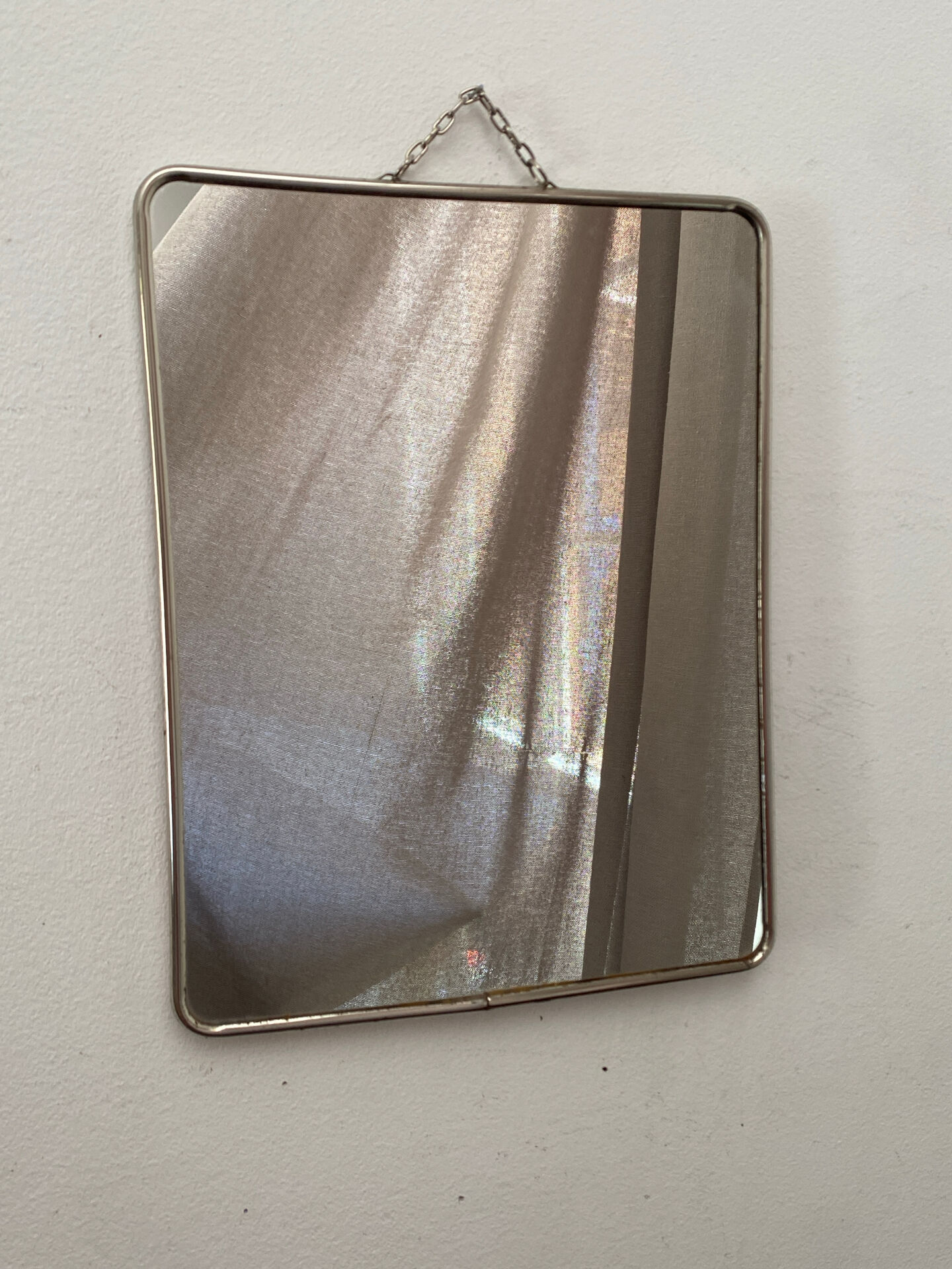 Silver-plated wall-mounted barber mirror