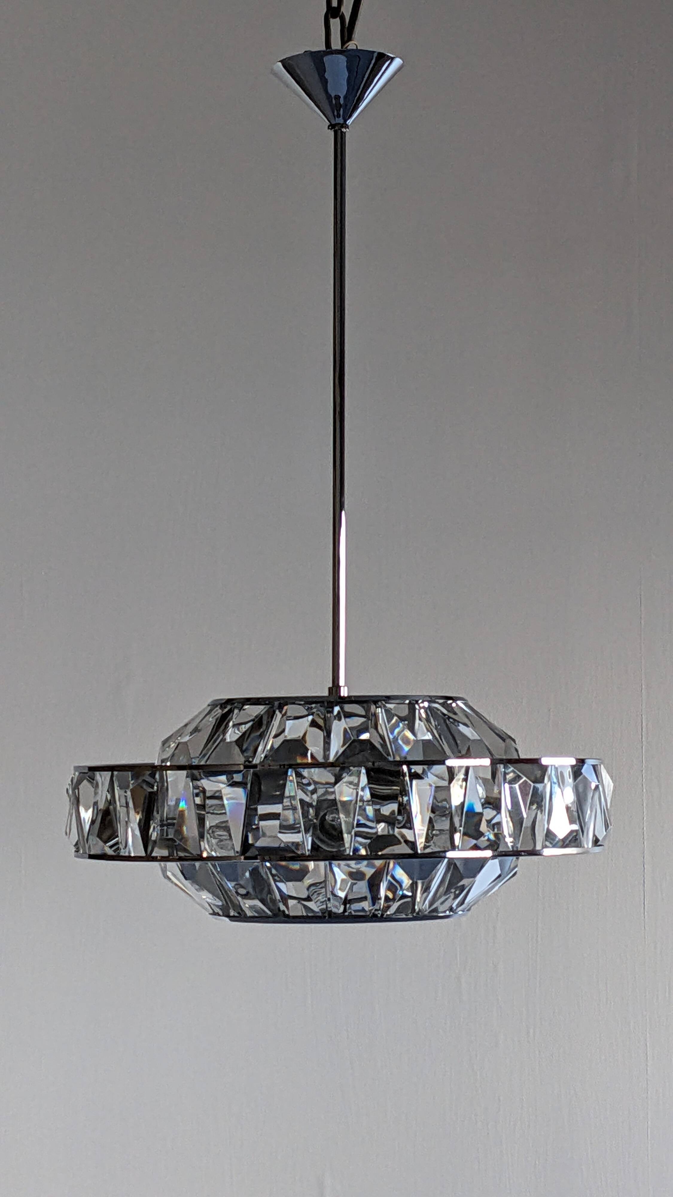 Lustre soucoupe en cristal par Kinkeldey, Autriche vers 1970