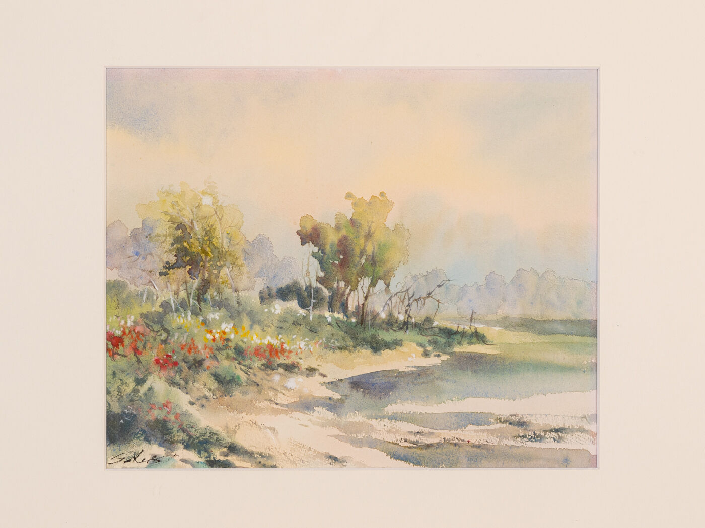 By the River, Aquarelle on Paper, 58 x 58 cm