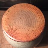 Pitcher in speckled gray enamelled sandstone signed