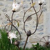 Wrought iron floor lamp and glass paste lampshade