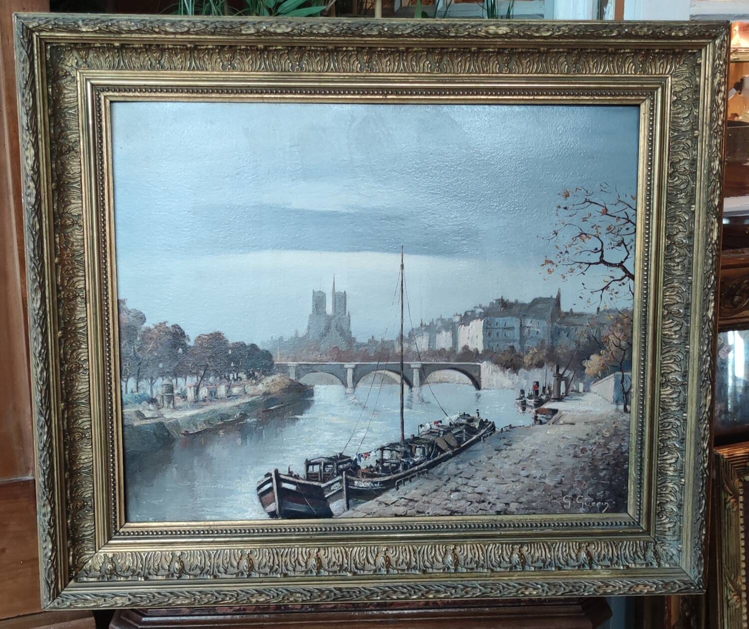 Old Oil Painting Notre Dame/Paris/Guérin Gabriel/19th Century