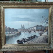 Old Oil Painting Notre Dame/Paris/Guérin Gabriel/19th Century