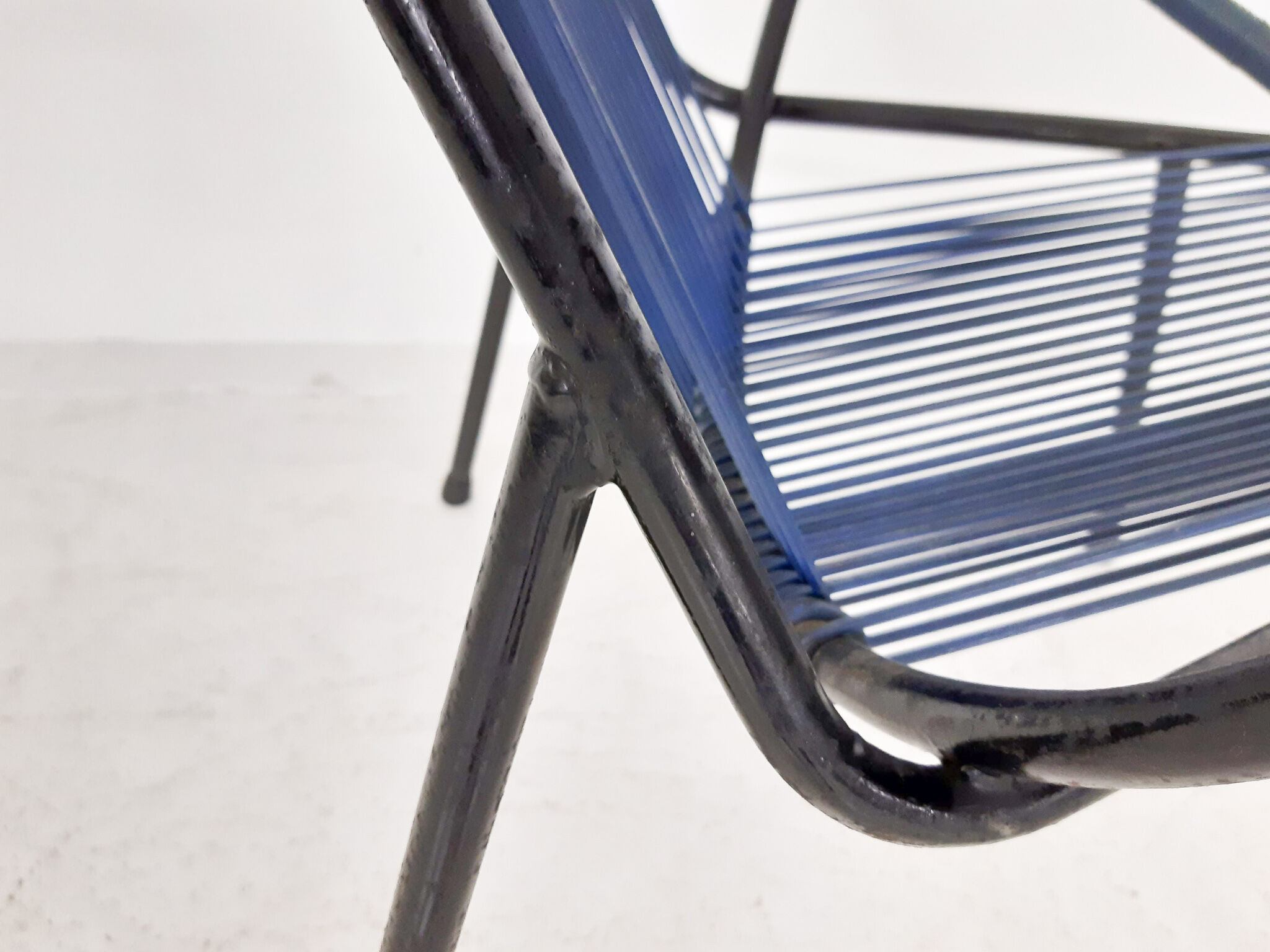 Mid-century plastic thread outdoor club chair