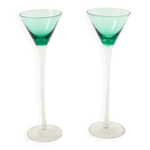 Paire de verres à liqueur sur pieds très hauts, Jade, Design, 1970