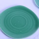 Set of 6 small vintage green plates from Sarreguemines.