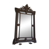 Louis XVI style mirror with closed trim, wood and gilded stucco