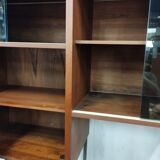 Scandinavian modular shelf bookcase in teak and black metal