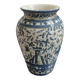 Handmade blue deco earthenware vase signed from Portugal