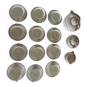 Limoges porcelain tea service Charles Ahrenfeldt silver trim Beautiful É