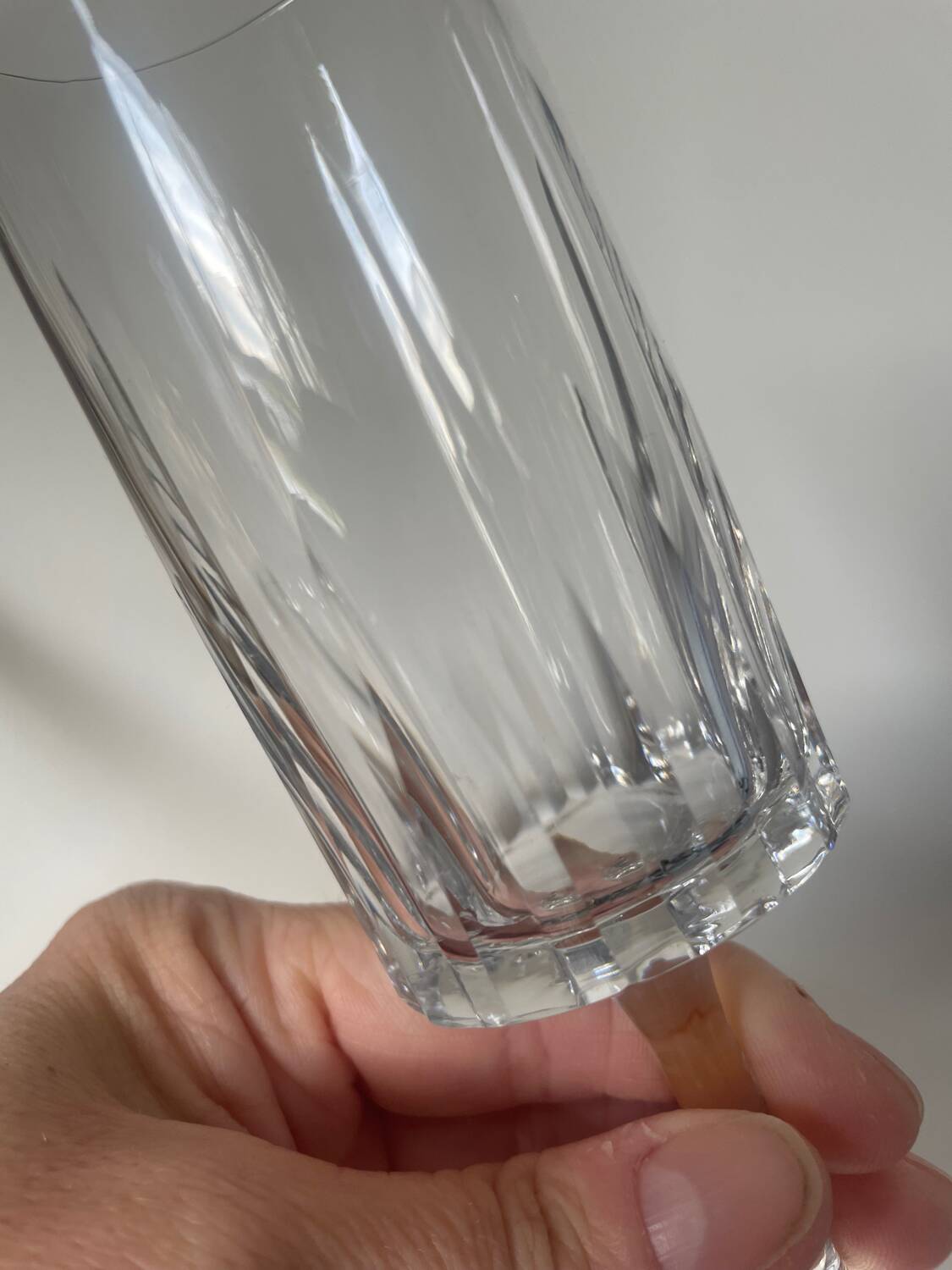 2 hollow crystal champagne glasses