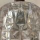 Scandinavian pendant lamp in molded glass and teak