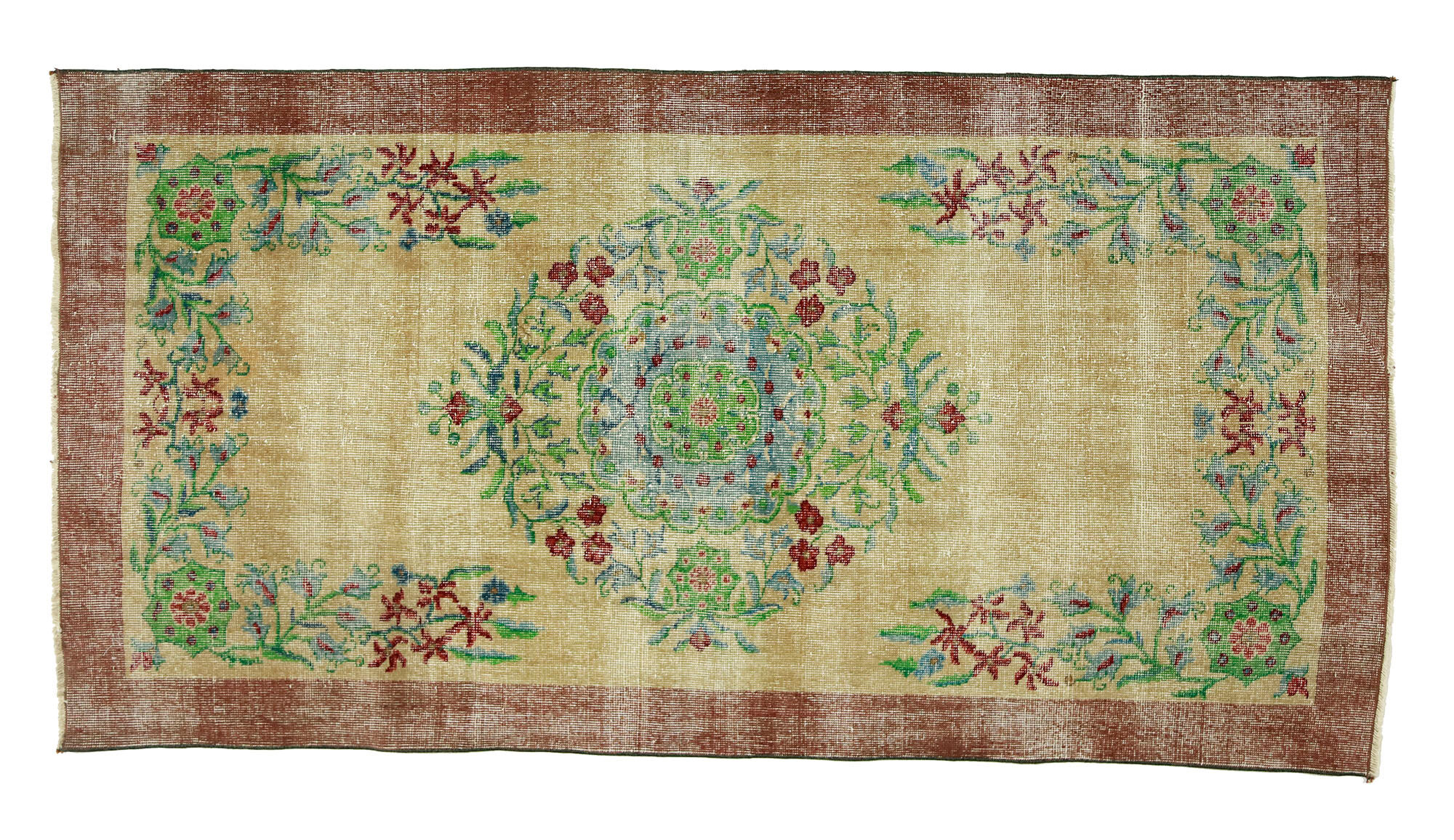 Anatolian handmade vintage rug 210 cm x 107 cm