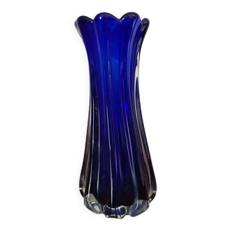 Art deco blue glass vase