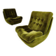 Pair of green velvet Atlantis armchairs by Jitona, ex Czechoslovakia 60s
