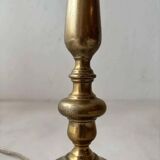 Brass table lamp with pleated shade, 1960s vintage design.