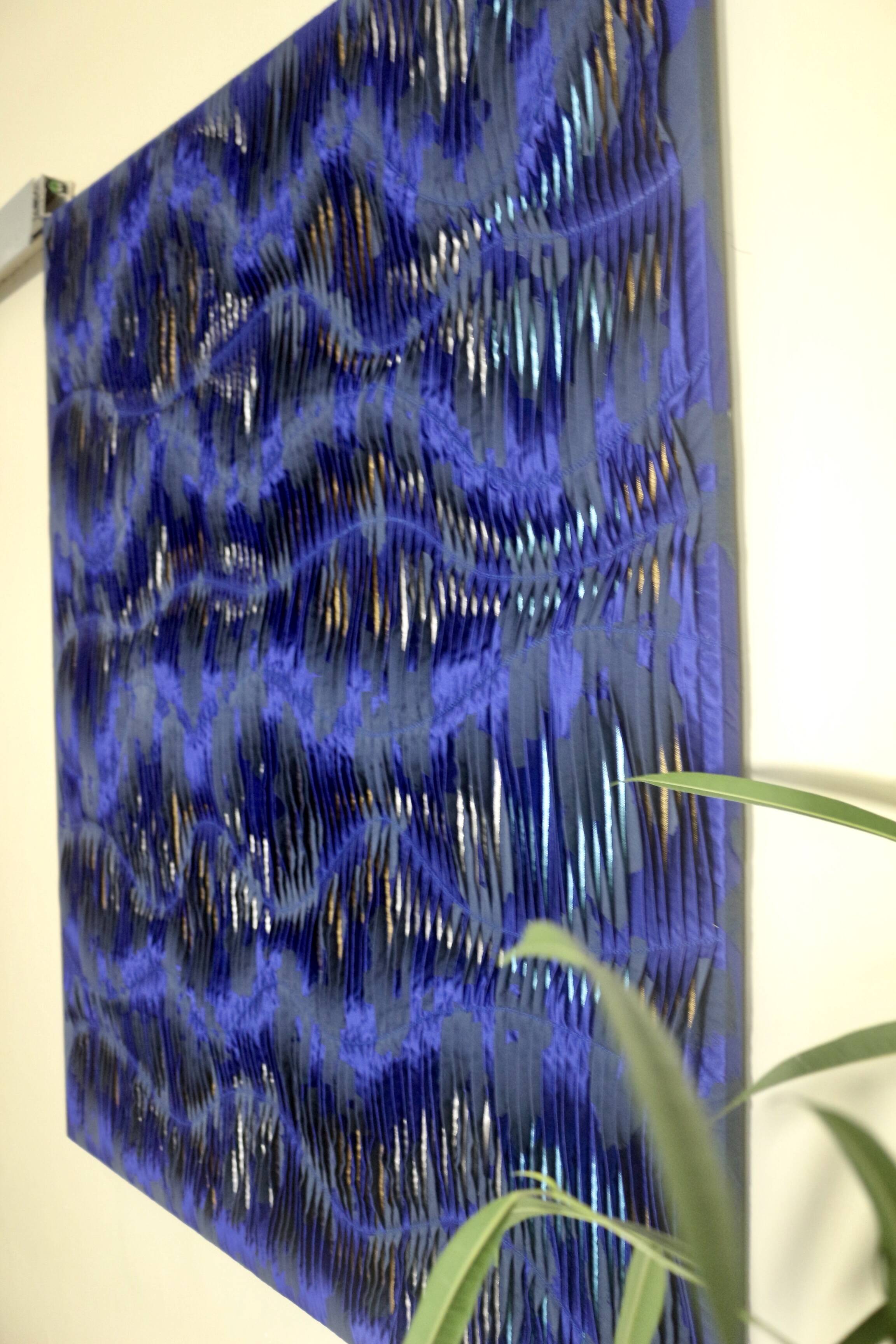 Tableau texturé contemporain Bleu imprimé  Ref cobalt