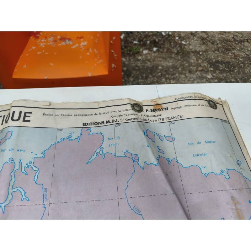 Laminated world map by P. Serryn 1972