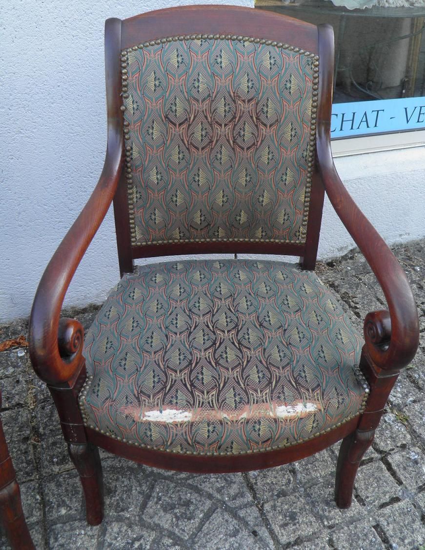 PAIR of old ARMCHAIR style LOUIS PHILIPPE Epoque XIXe Chair mahogany Lacrosse