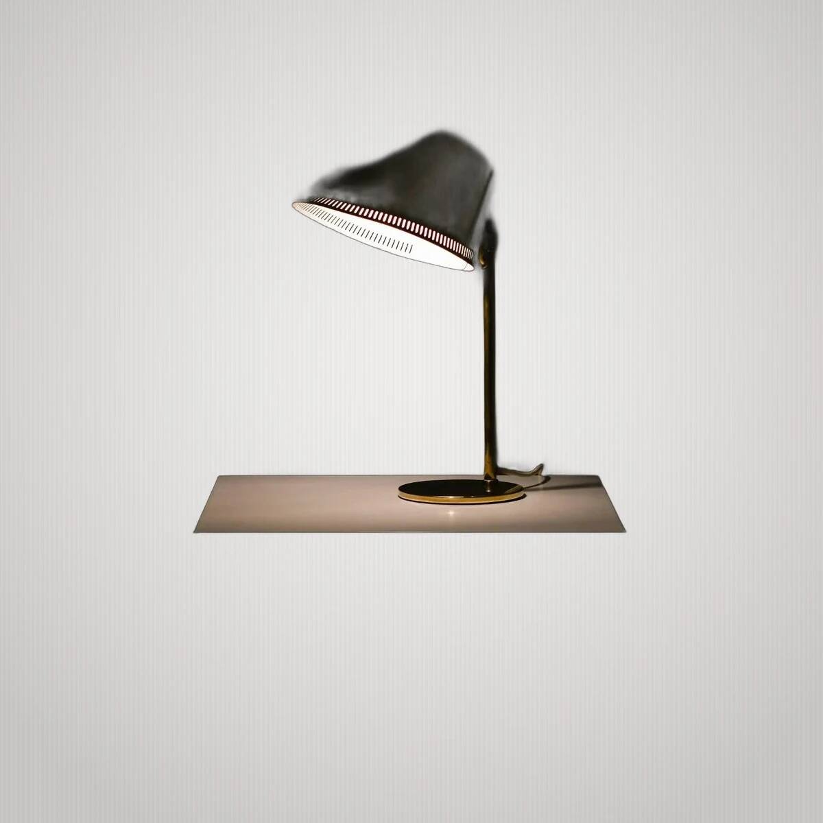 Brass table lamp by Paavo Tynell, 1950s mid-century modern.