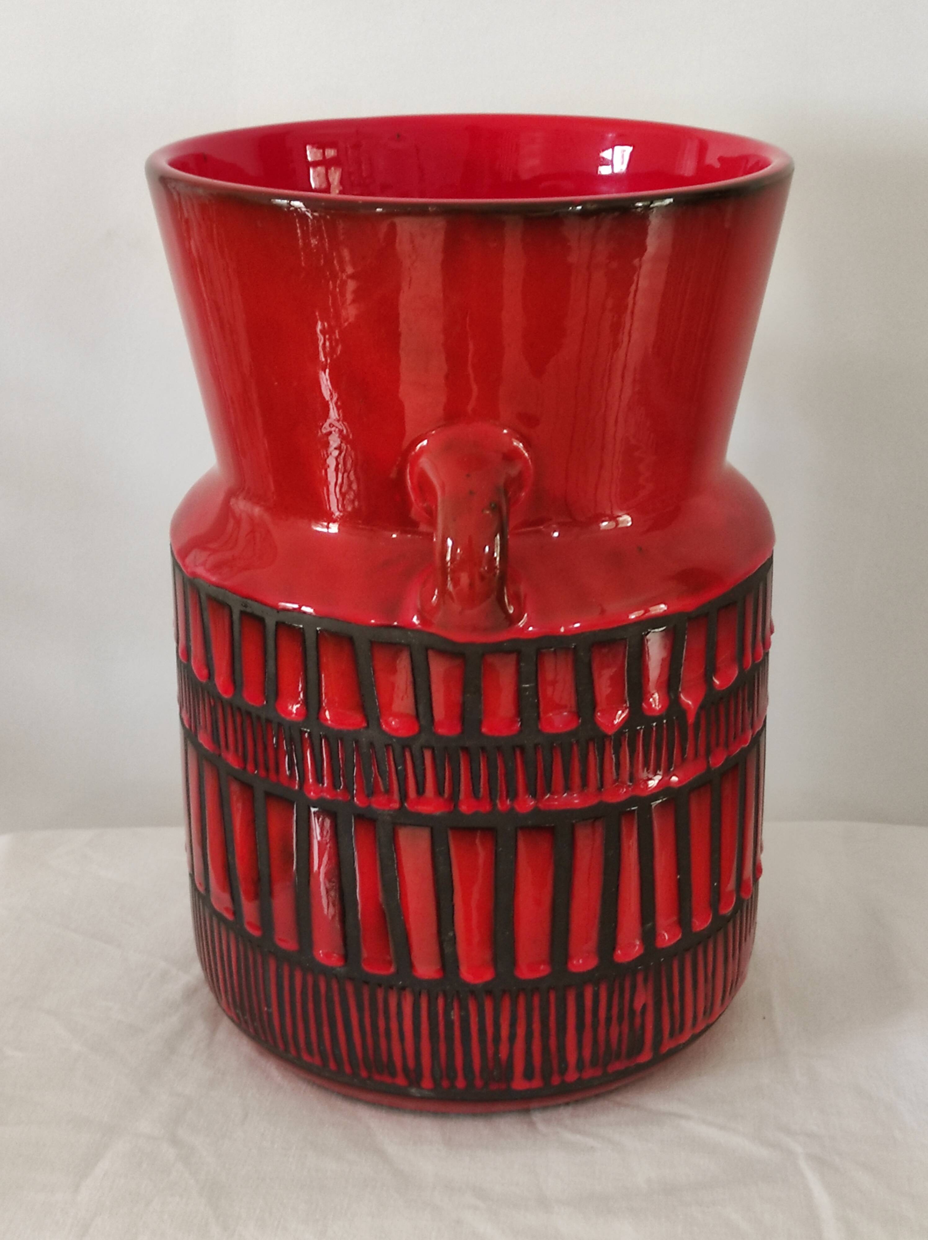Red vase by Roger Capron circa 1960