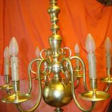 Dutch chandelier in solid bronze with 6 light arms, early 20th century.