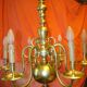 Dutch chandelier in solid bronze with 6 light arms, early 20th century.