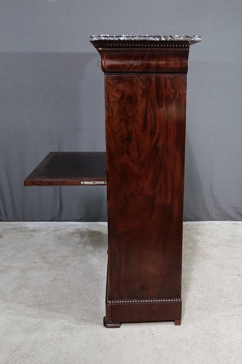 Small Secretary in Burl Mahogany Veneer, Restoration Period – Early 19th Century