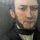 Old oil painting on octagonal canvas portrait countryside decoration