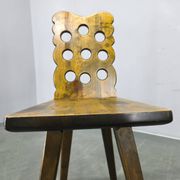 Set of 3 Brutalist Wooden Chairs, Czechoslovakia, 1950s