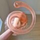 Pair of vintage Italian vases "Lilly" — pale pink frosted glass