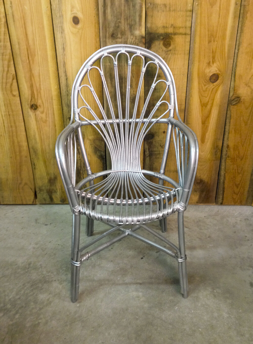Fauteuil rotin & osier bras courbés