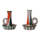 Pair of ceramic candlesticks from Vallauris