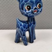 A Japanese ceramic “toy” from the 70s, blue Kawaii animal deer figurine.