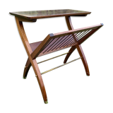 Magazine rack with wooden and gilded brass tablet