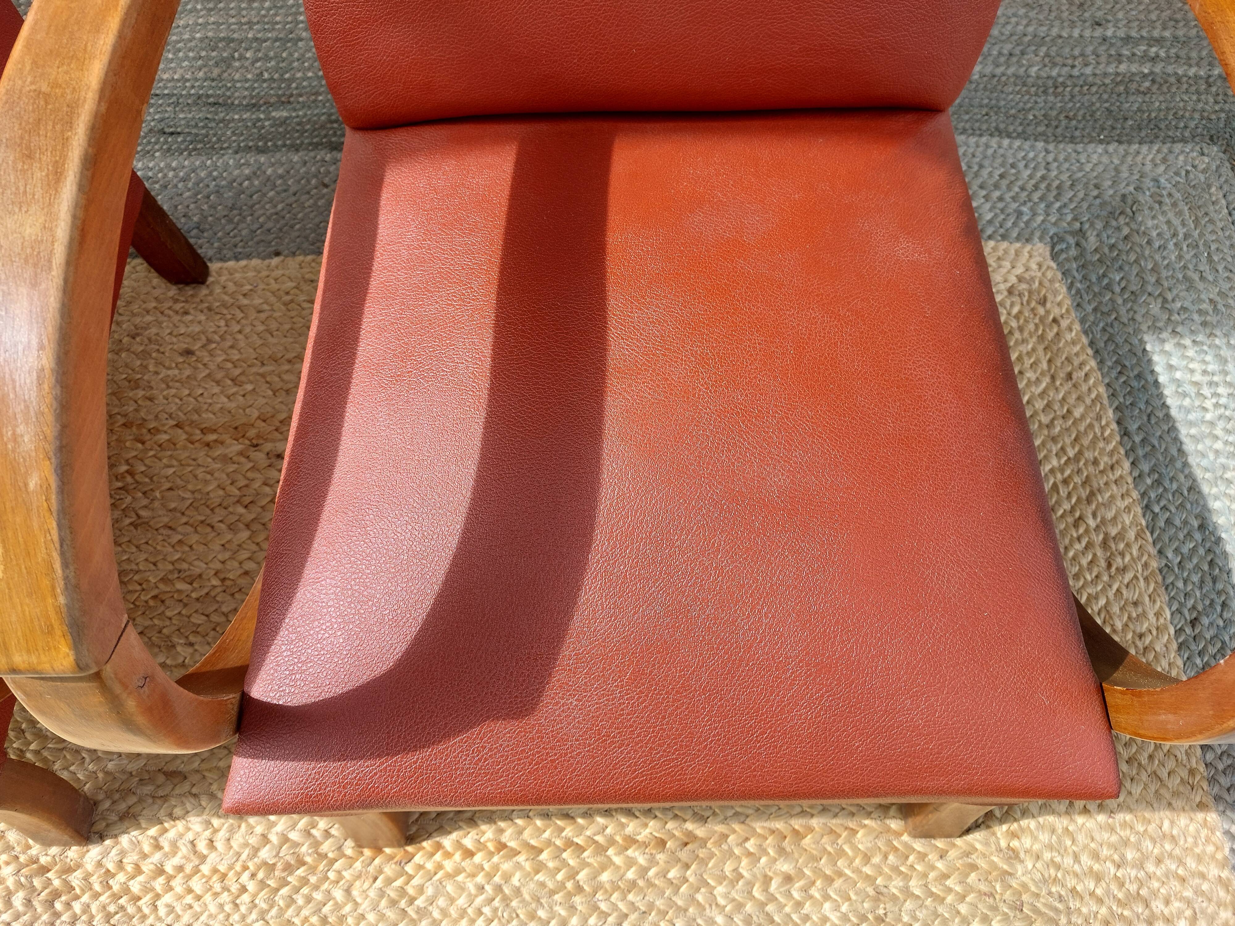 paire de fauteuils art déco, terracotta