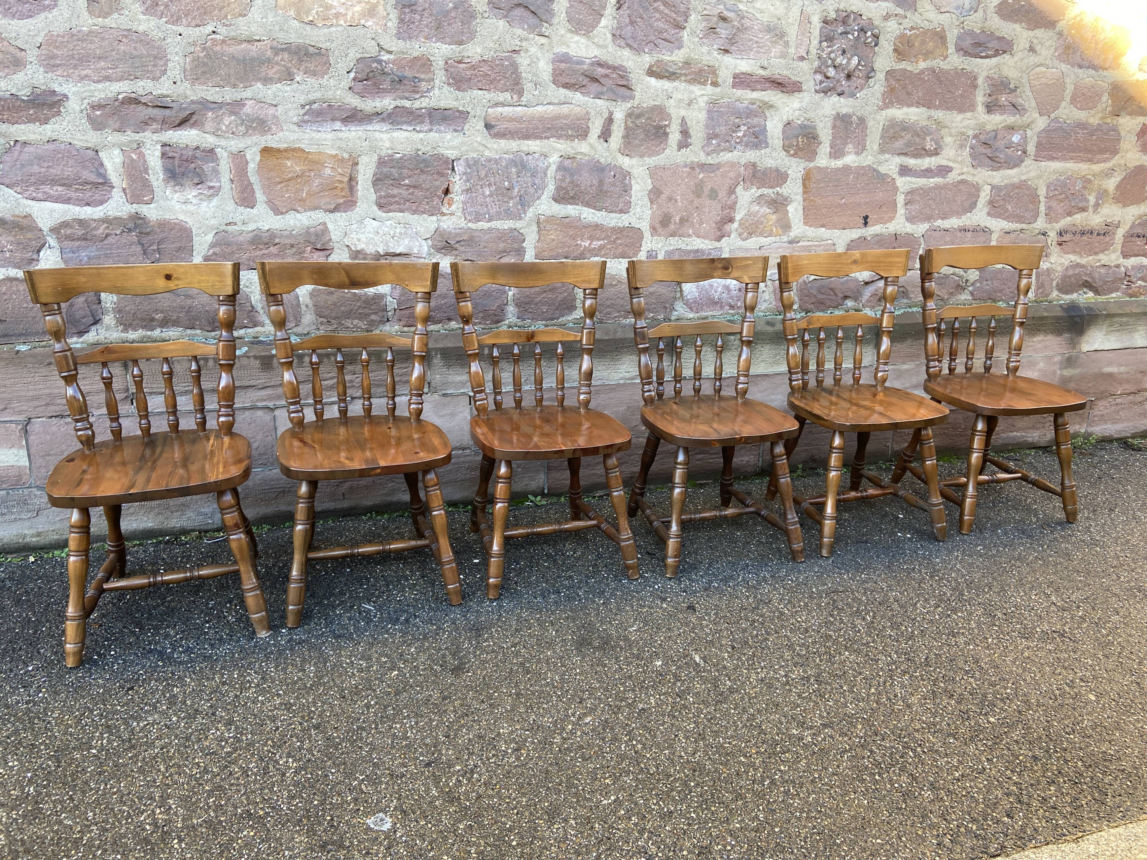 6 Windsor chairs restaurant Western style tavern vintage 1980s