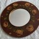 Vintage hand painted wooden round wall mirror