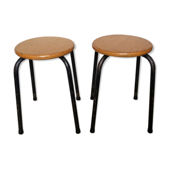 Pair of stackable vintage stocking stools - 50s
