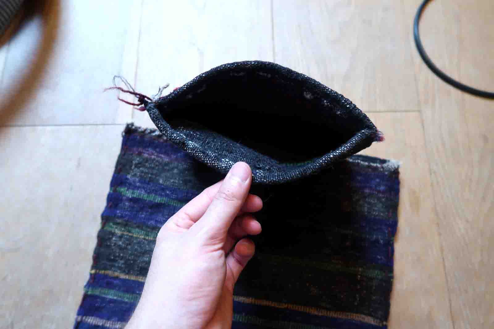 Vintage afghan Baluch handmade carpet, 1970s, 35cm x 50cm