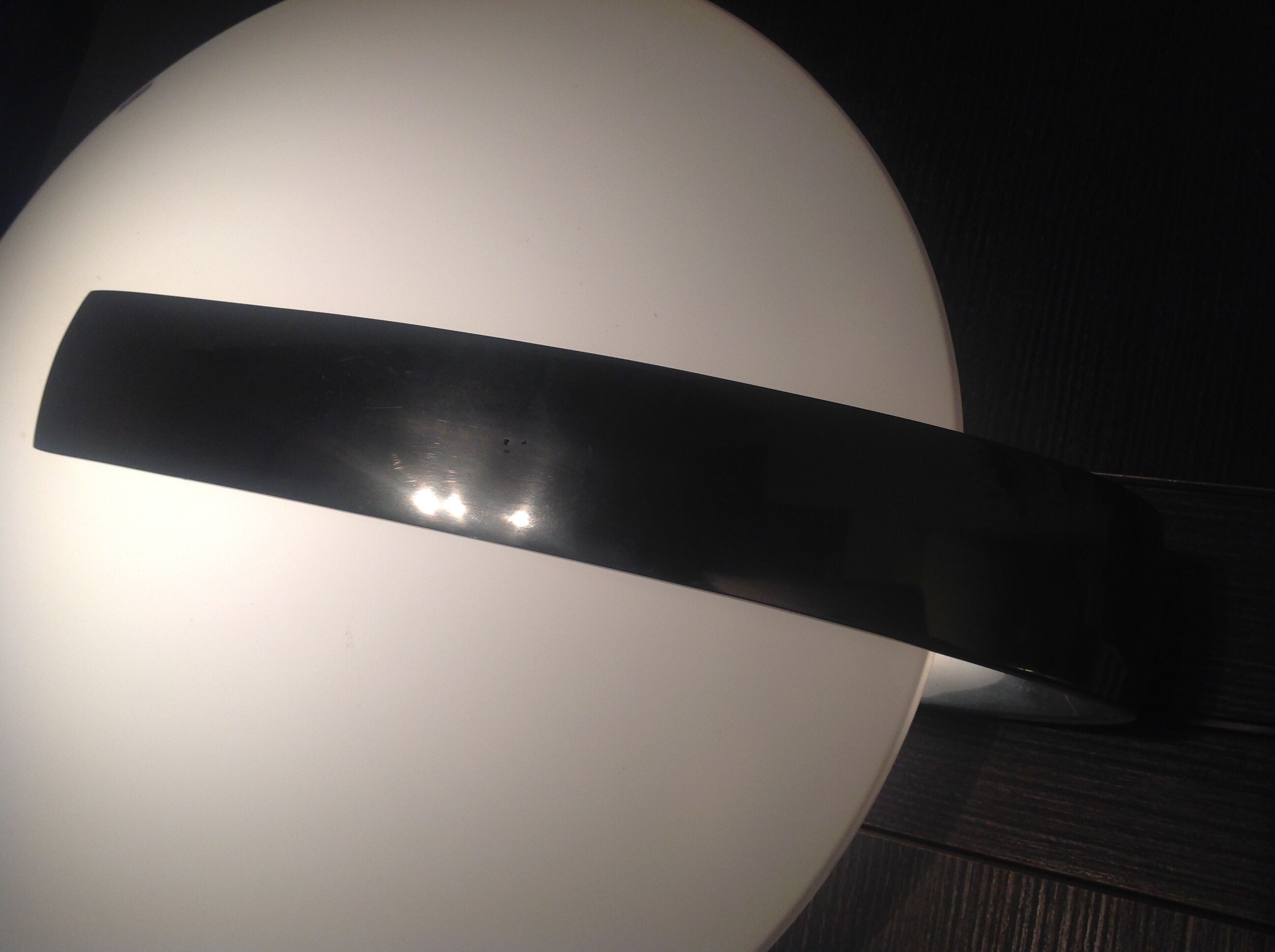 Circular frosted glass wall lamp and aluminum headband by Vetri Murano, vintage 70s-80s