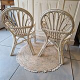 Set of 2 rattan children's chairs