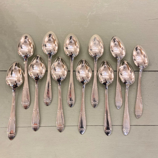 Series of 12 Art Deco table spoons in silver metal