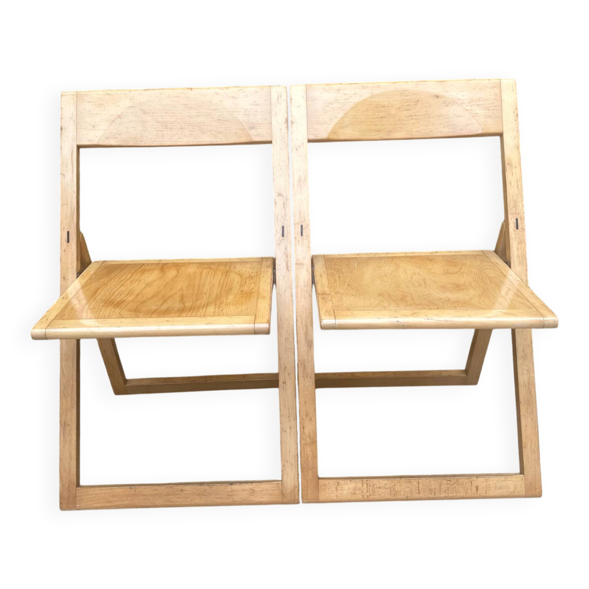 Extra flat vintage beech folding chairs