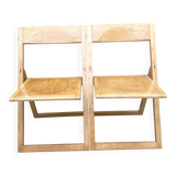 Extra flat vintage beech folding chairs