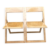 Extra flat vintage beech folding chairs