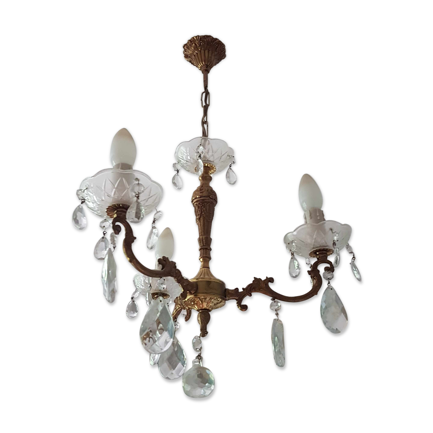 Chandelier 3 branches with tassels in crystal